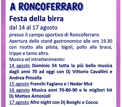 Festa birra Roncoferraro 2024