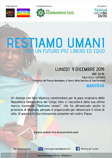 Restiamo umani con John Mpaliza Mantova 9/12/2019