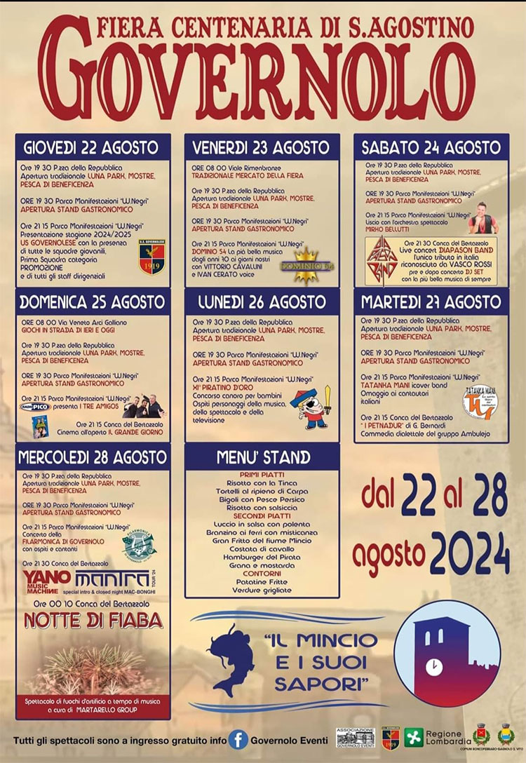 locandina programma Fiera centenaria Sant'Agostino 2024 Governolo (MN)